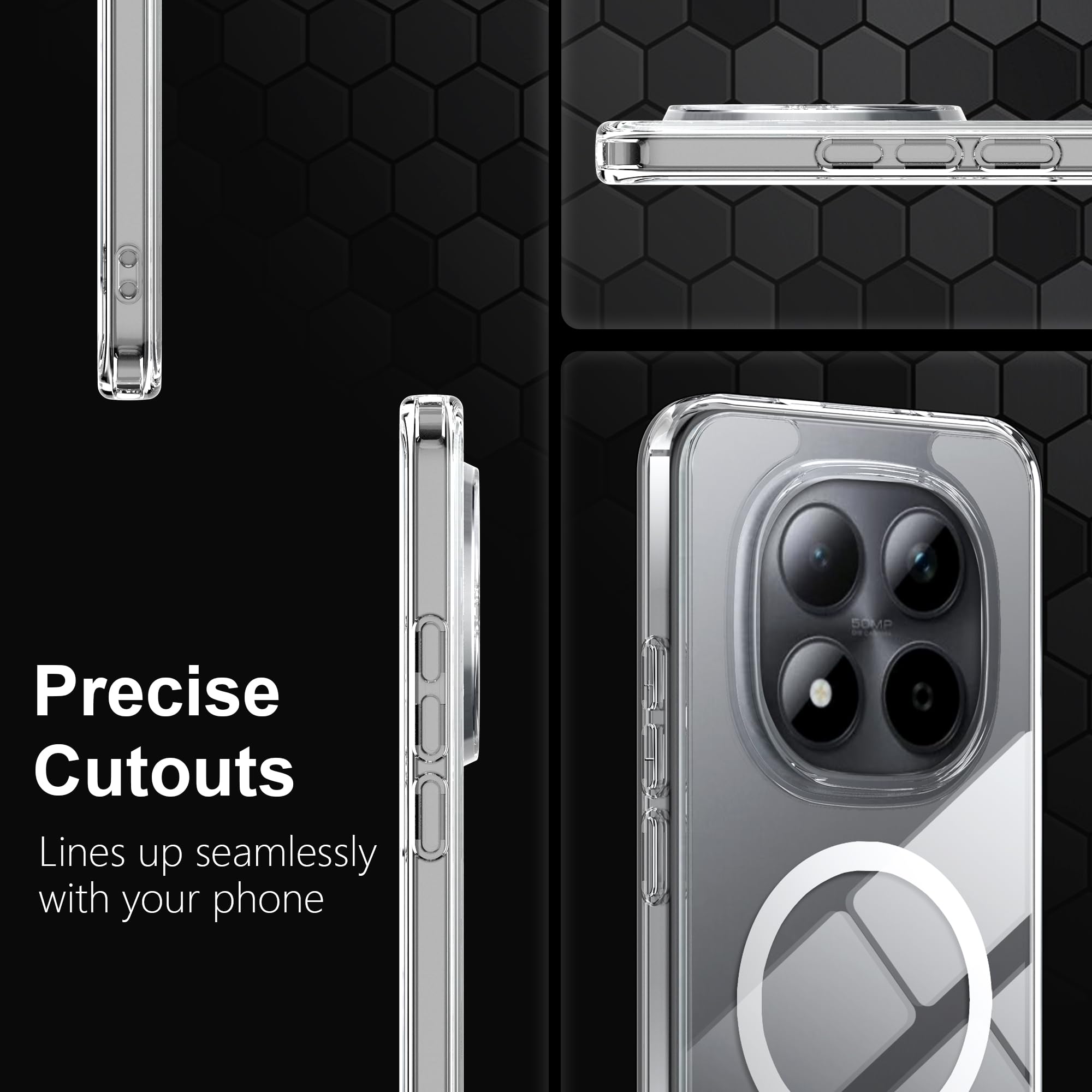 Fitudoos Cover per Xiaomi Redmi Note 15 pro 5G, Compatibile Con MagSafe, Custodia protettiva antiurto per cellulare, anti-ingiallimento, anti-olio e anti-graffio Cover- Trasparente