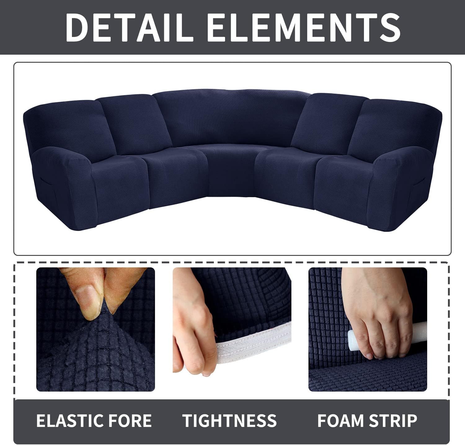 7Piece L Shape Sectional Recliner Sofa Covers 4 Seater & 1 Corner Seat