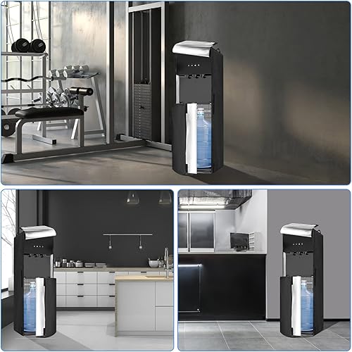 Miniatura 4 de Kasla Cubierta para dispensador de agua, 16x16x40 pulgadas, negro, estilo moderno, tela Oxford, acabado texturizado, dispensador de agua fría y