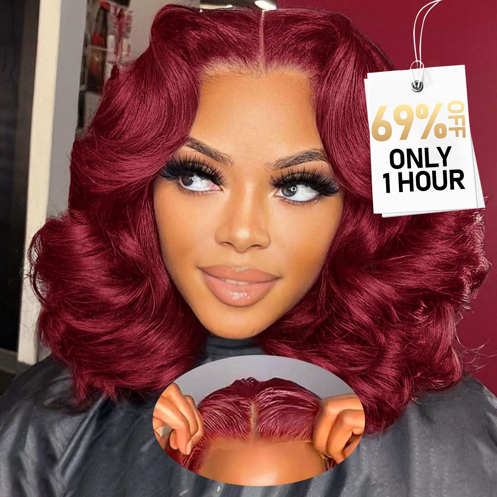 99j Burgundy Body Wave 5x5 Bob Wig Human Hair 200% Density Wear And Go Glueless Bob Wig Human Hair Short Glueless Wigs Human Hair Wigs For Black Women Hd Lace Closure Wigs 12 Inch