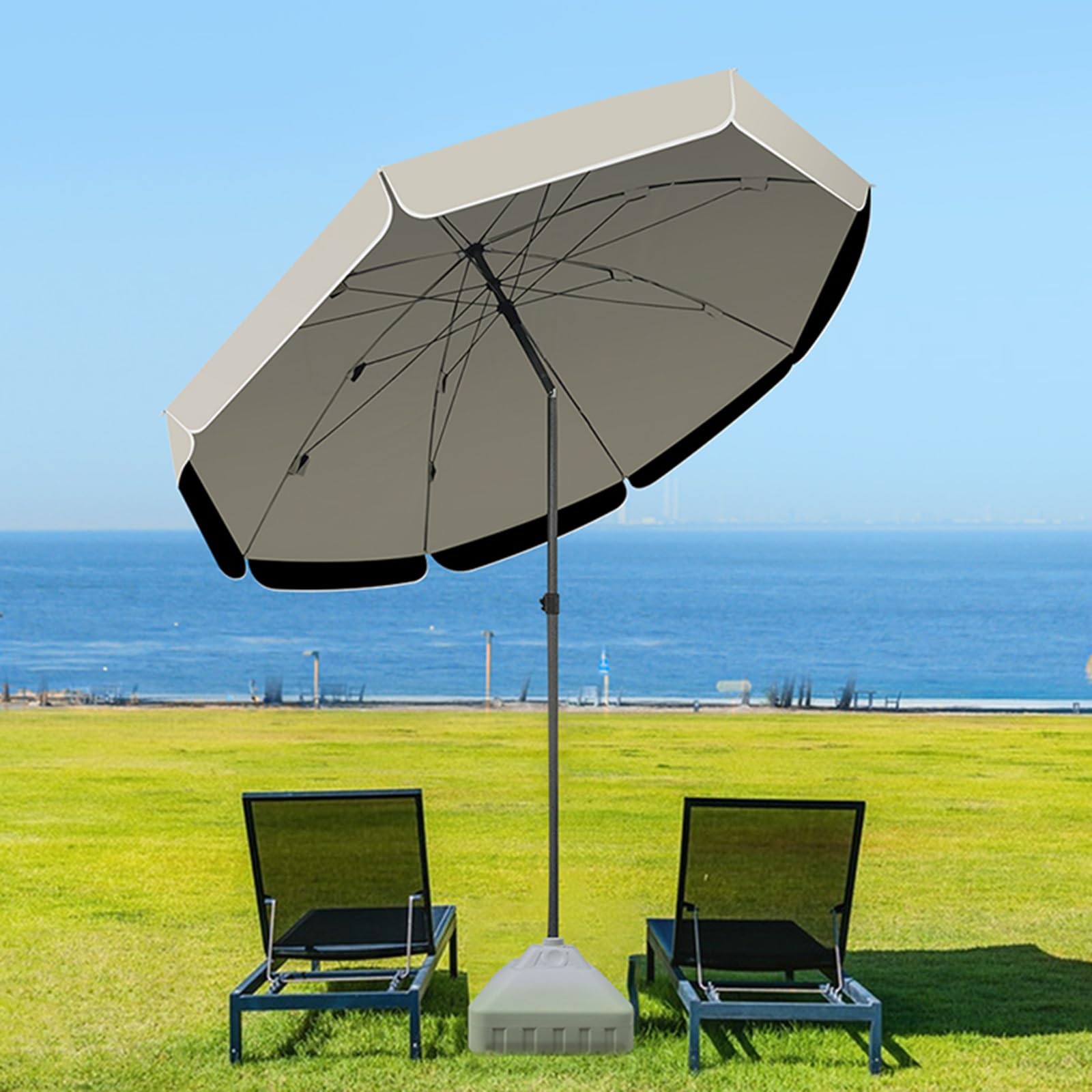 Parasol de Plage, Tente Anti-UV, Parasol Inclinable Exterieur, Parasol de Jardin Facile à Installer et à Transporter pour Plage, Balcon & Terrasse(Blue,2.0m/6.6ft)