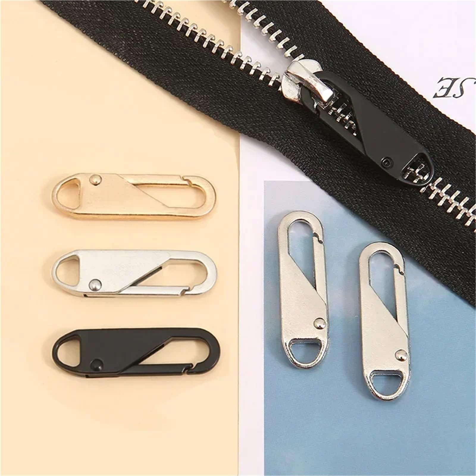 Reißverschlussschieber, 100 Stück, Universal-Reparaturtasche, Ersatz, schlechte Schnalle, Reisekoffer, Kopf, DIY, Nähen, Handwerk, Reißverschluss (grau)