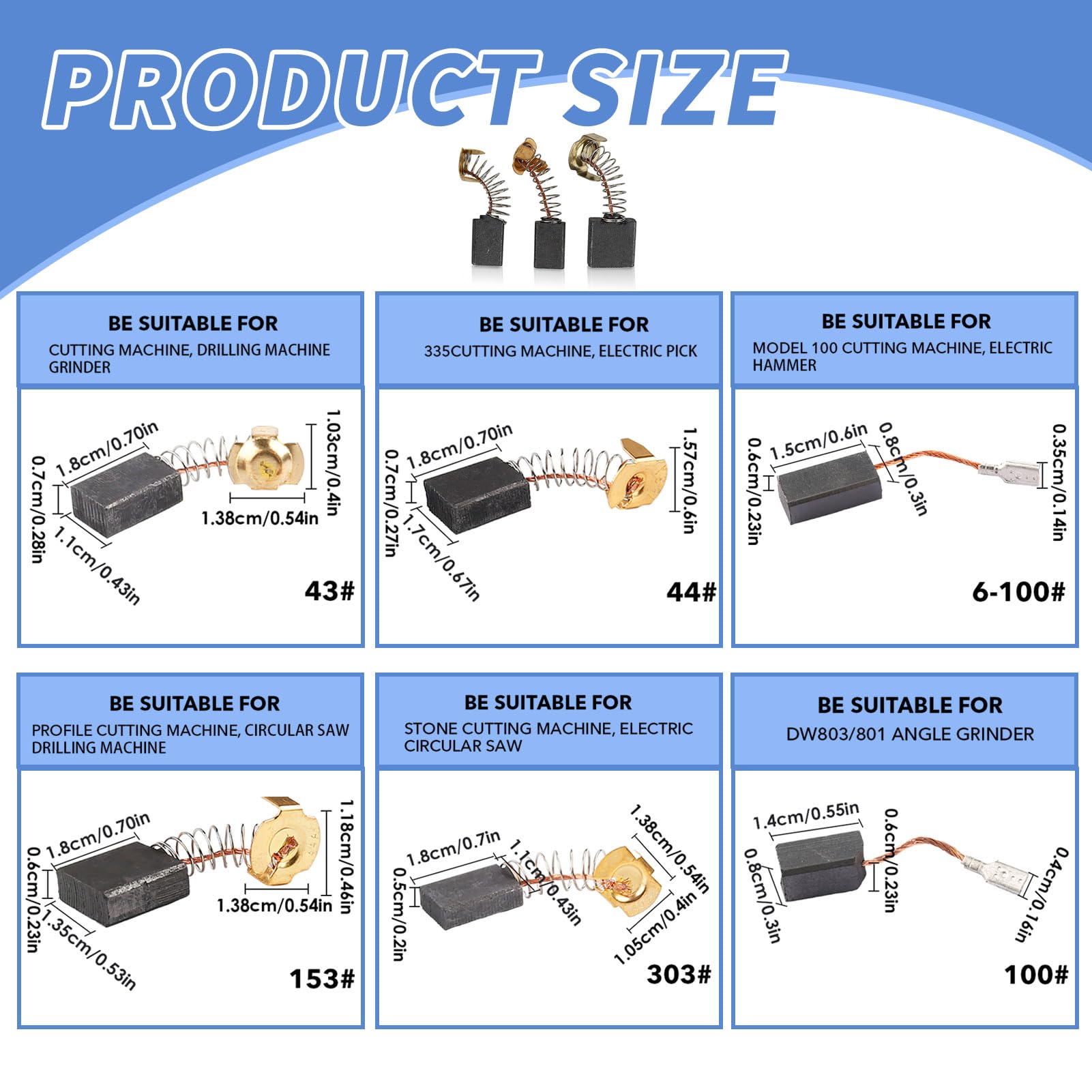 10PCS Kohlebürsten Ersatz Elektrowerkzeug für S1M FF03 100A/6 100 A86C
