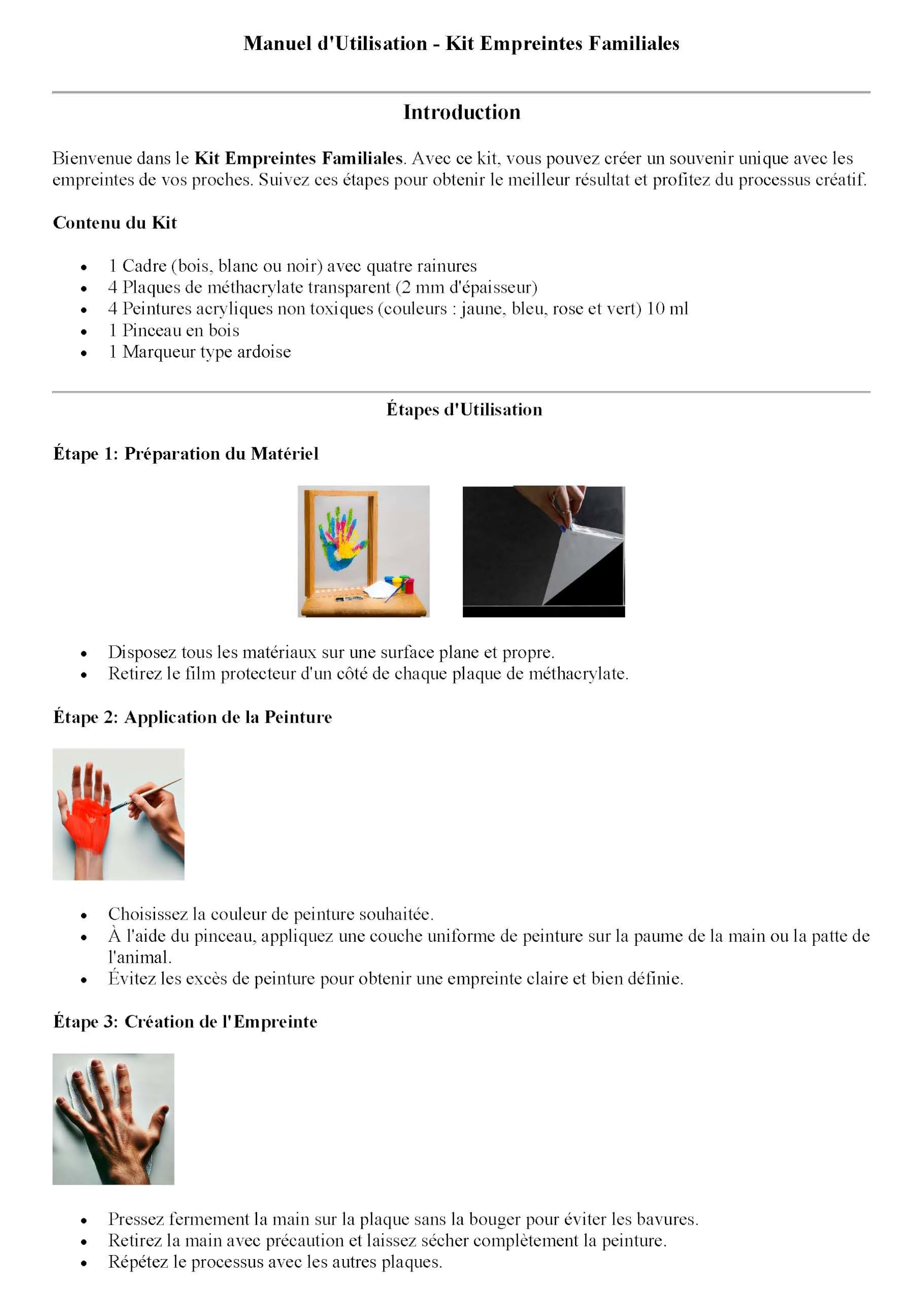 Kit d'empreintes familiales avec cadre-peintures non toxiques-plaques acryliques, outils pour le bricolage - Parfait pour la fête prénatale, les nouvelles mamans et la décoration de la maison (Blanc)