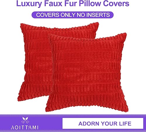 Miniatura 5 de Fundas de almohada de 18 x 18 pulgadas, fundas de cojín cuadradas de pana suave a rayas bohemias para decoración del hogar, fundas de almohada