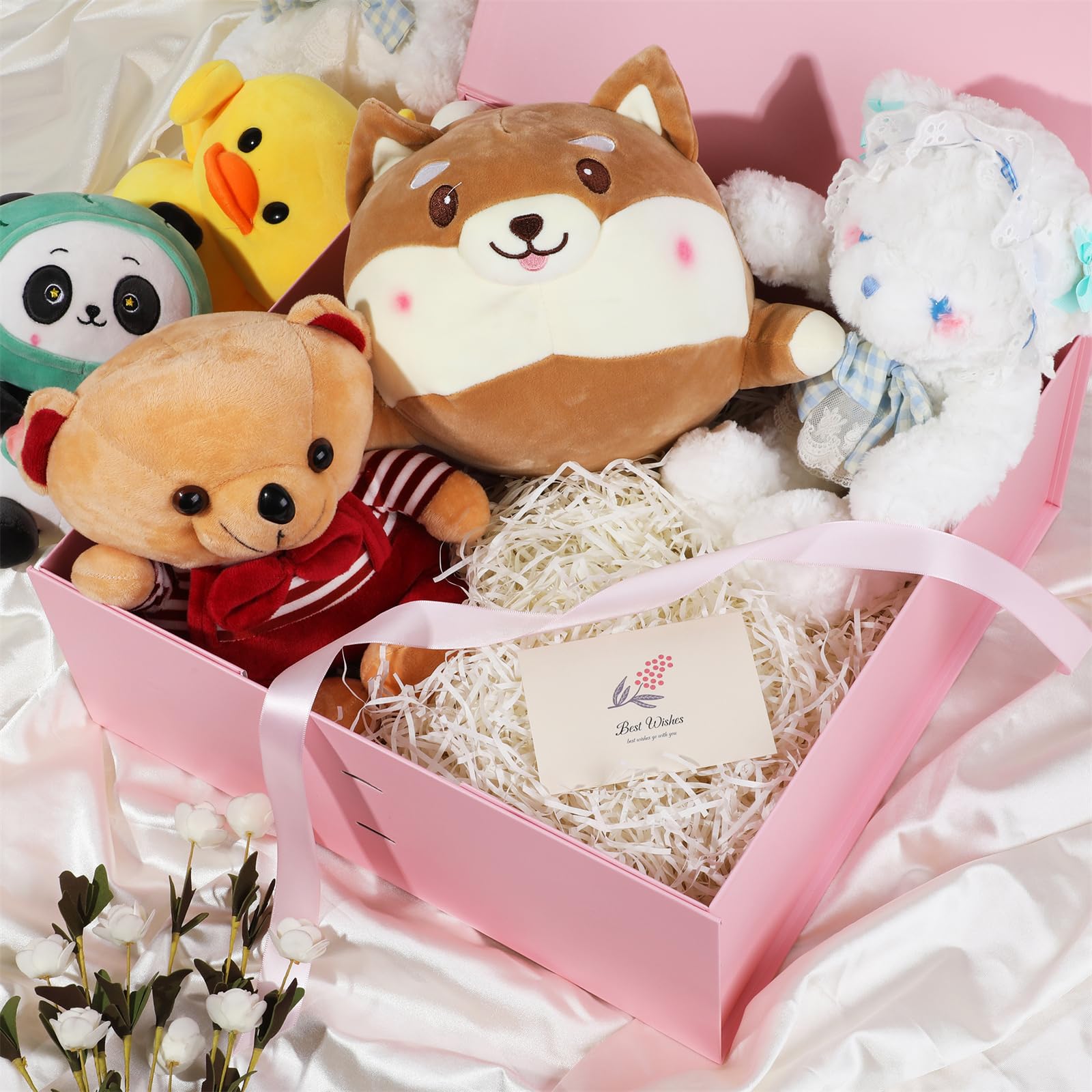 OEMVALATY Boîte cadeau magnétique rose 40,6 x 40,6 x 15,2 cm avec couvercle et ruban pour cadeaux, mariage, Noël, Halloween, anniversaire