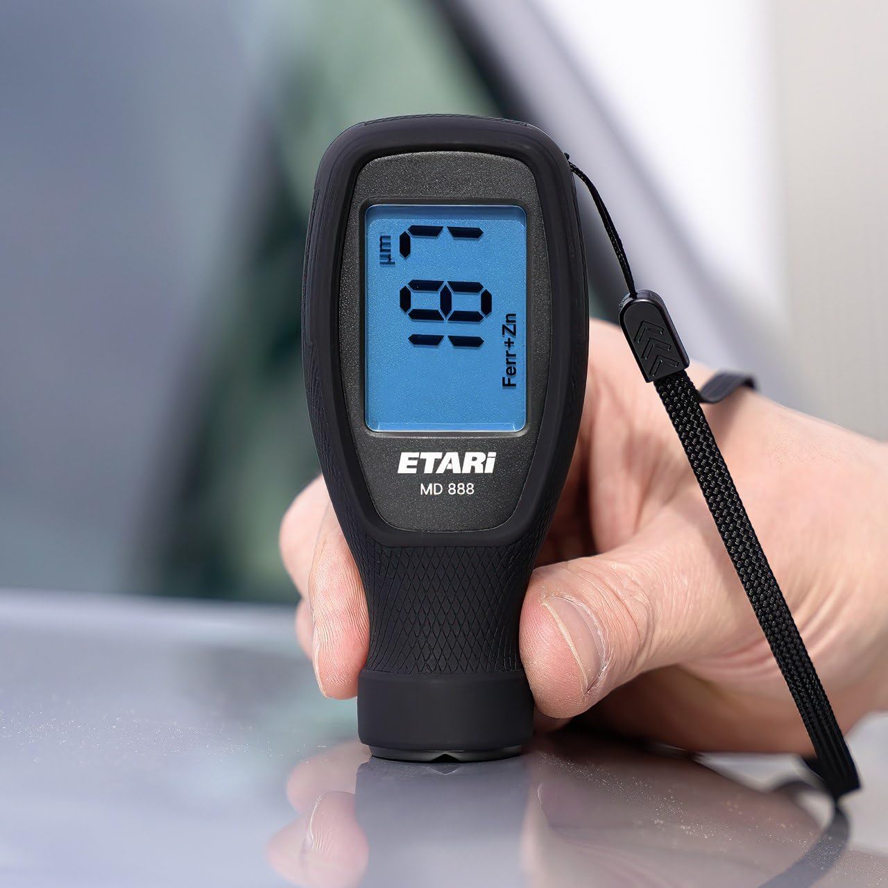 ETARI® MD 888 - Misuratore di vernice per uso professionale con sensore in rubino resistente all'usura, rileva parti zincate e mastice magnetico metallico