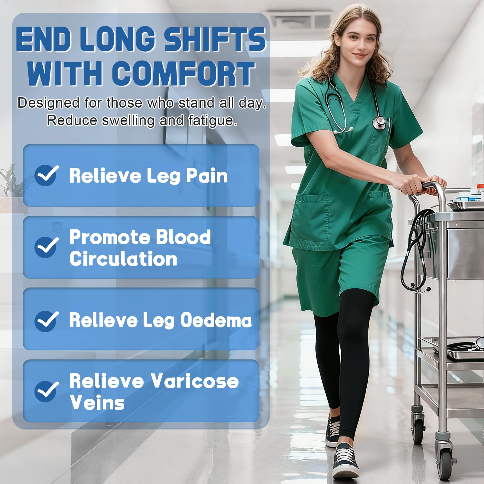 Beister Collant a compressione medica, per donne e uomini, 15-20 mmHg, collant a compressione graduata, opachi, ad alto supporto, per edema, affaticamento delle gambe