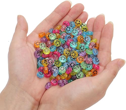 Miniatura 4 de Cuentas de cara sonriente, cara feliz de 0.394 in, acrílico, bonitas cuentas espaciadoras, fabricación de collares y pulseras, suministros de