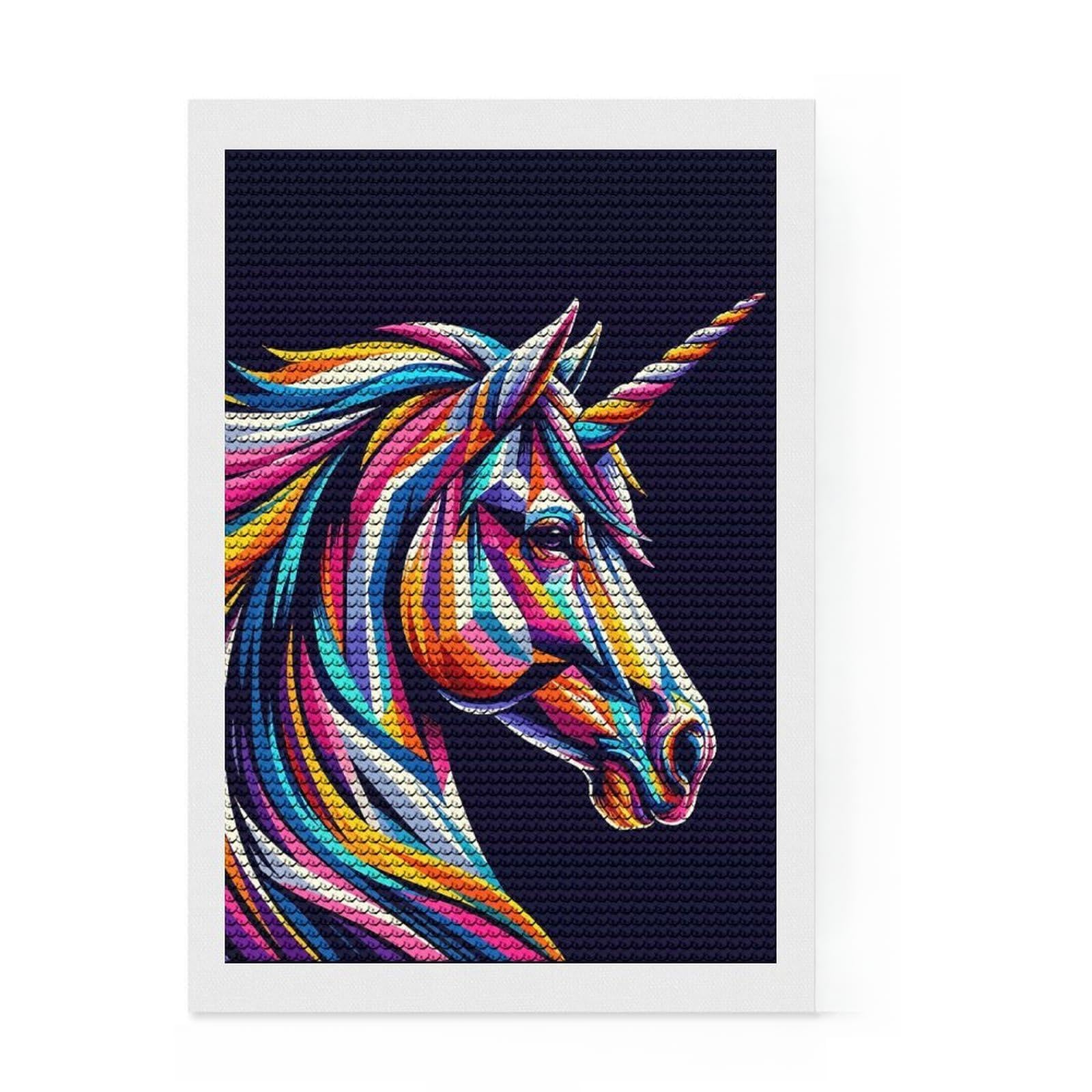 Junmoney Unicorn WPAP Pop Art Diamond Art Kit 8"x12", for Craft Lovers, Satisfying Creative Project, Birthday Gift, Home Wall Decor