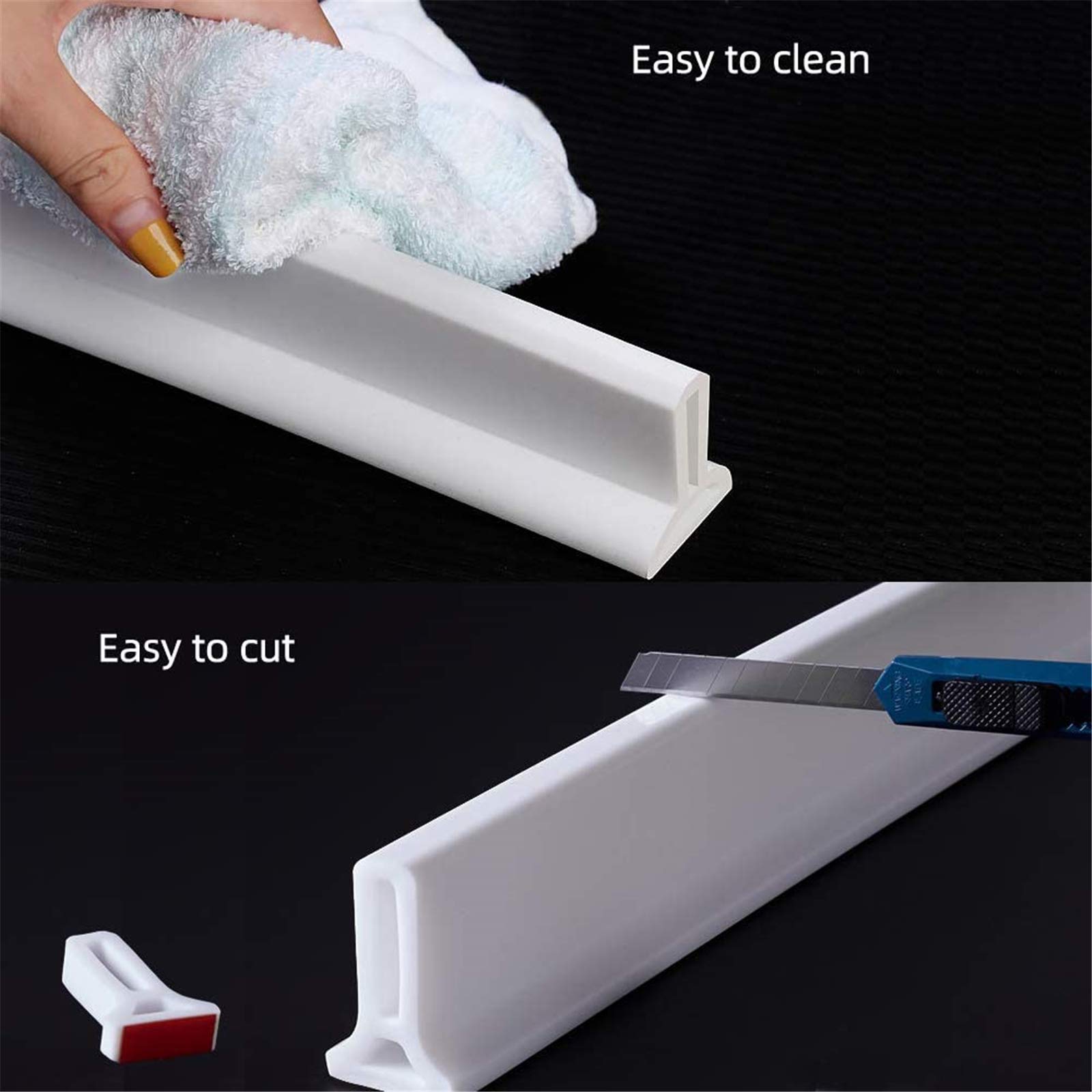 Junta de silicona impermeable para puerta de ducha para habitación húmeda y baño, 200 cm, autoadhesiva, flexible, evita el desbordamiento de agua, ideal para separación húmeda y seca