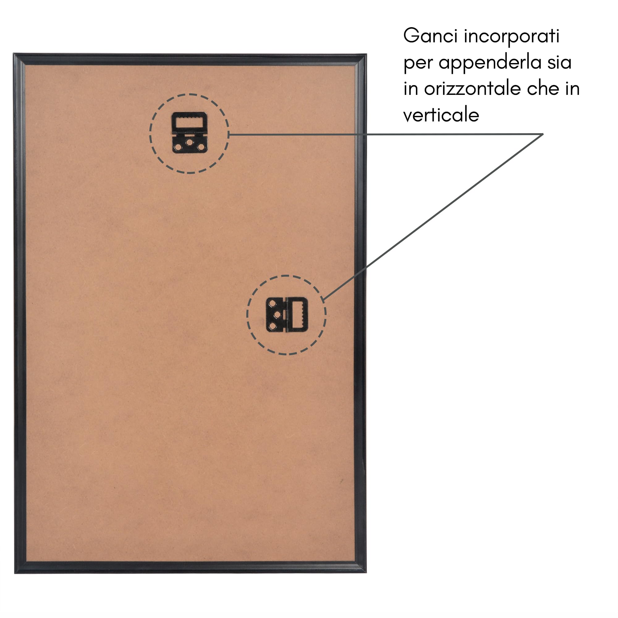 Americanflat Cornice 30x45 cm Nere - Set di 3 Cornici 45x30 cm per Foto con Bordo Sottile Nero e Pannello Protettivo in Plastica - con Ganci Integrati sul Retro per Appenderle