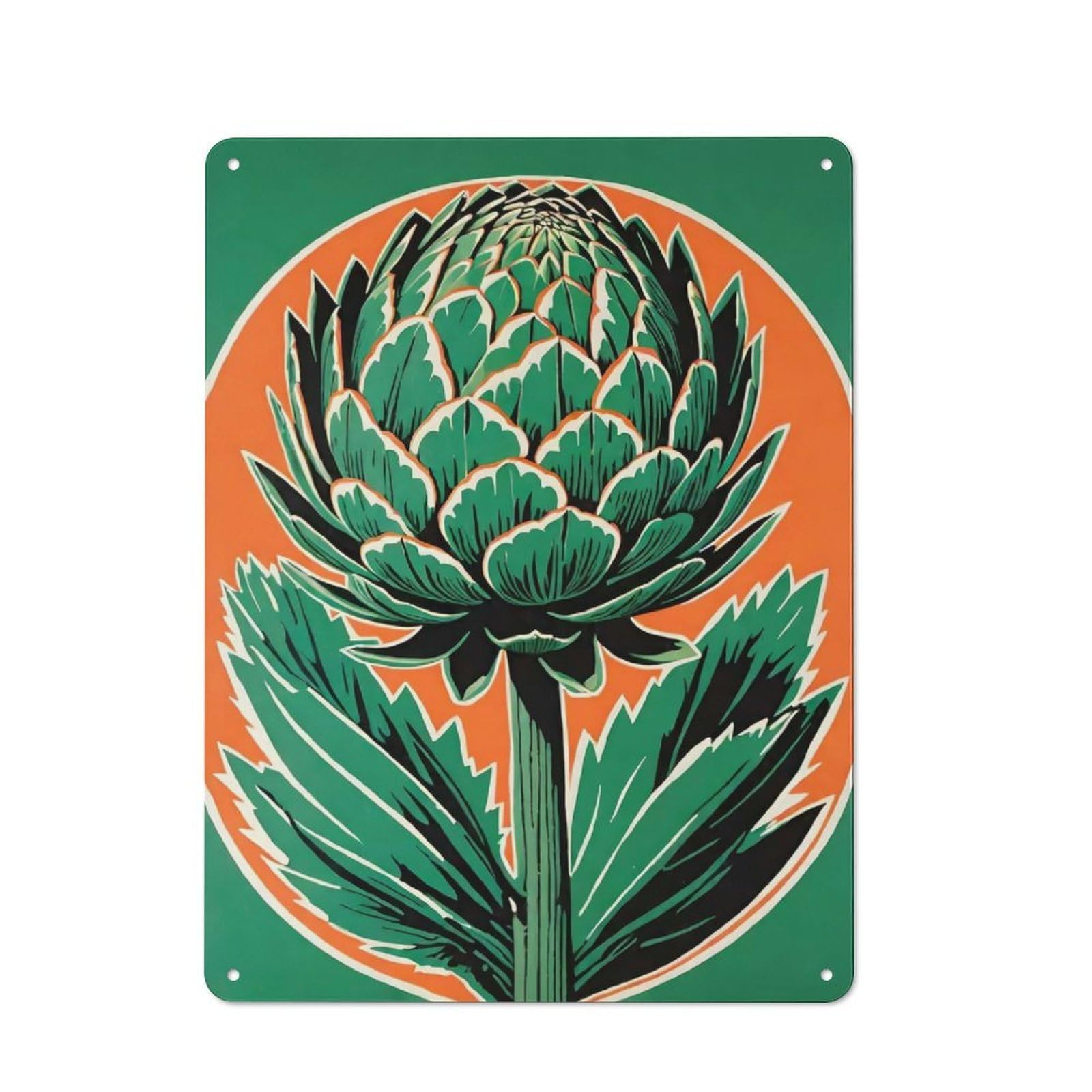 Junmoney Style-8 Vintage Tin Sign 40X30cm With Artichoke Retro Art Print For Garage Or Workshop, For Metal Sign Collectors, For Cafés, Pubs And Restaurants