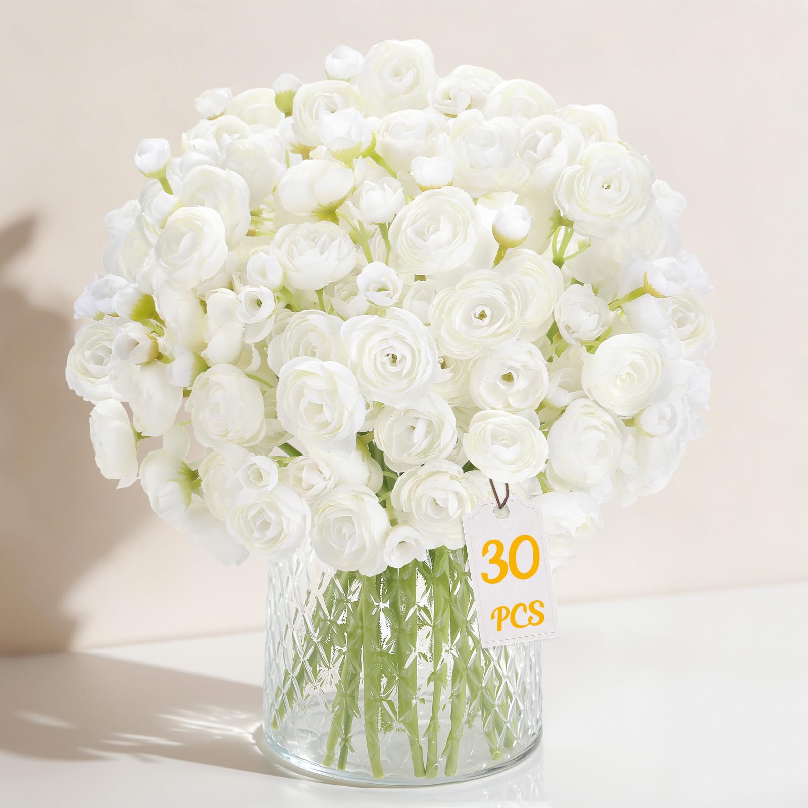 Alupssuc 30Pcs Ranunculus Artificial Flowers Faux Silk Mini Ranunculus, Spring Flowers Artificial Indoor for DIY Bouquets, Bulk Fake Wedding Filler