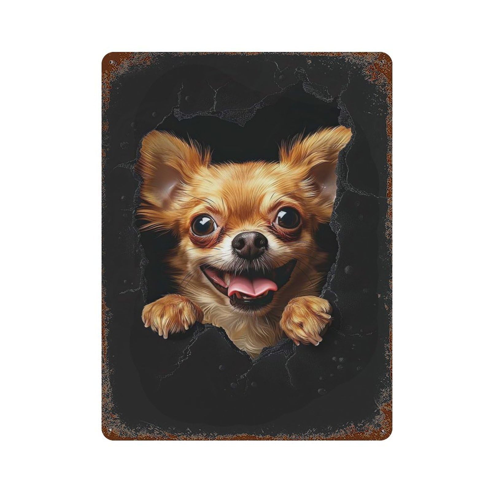 Chihuahua Vintage Metal Tin Sign 15.7"x11.8", Industrial Home Decor for Garage, Pub Or Kitchen