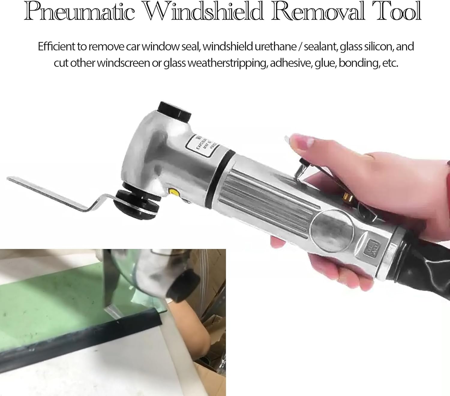 RQG Pneumatic Windshield Removal Tool, Auto Glass Windshield Removal Tool Kit, Car Window Seal Glass Glue Sealant Remover, 6pcs Glass Removal Blades