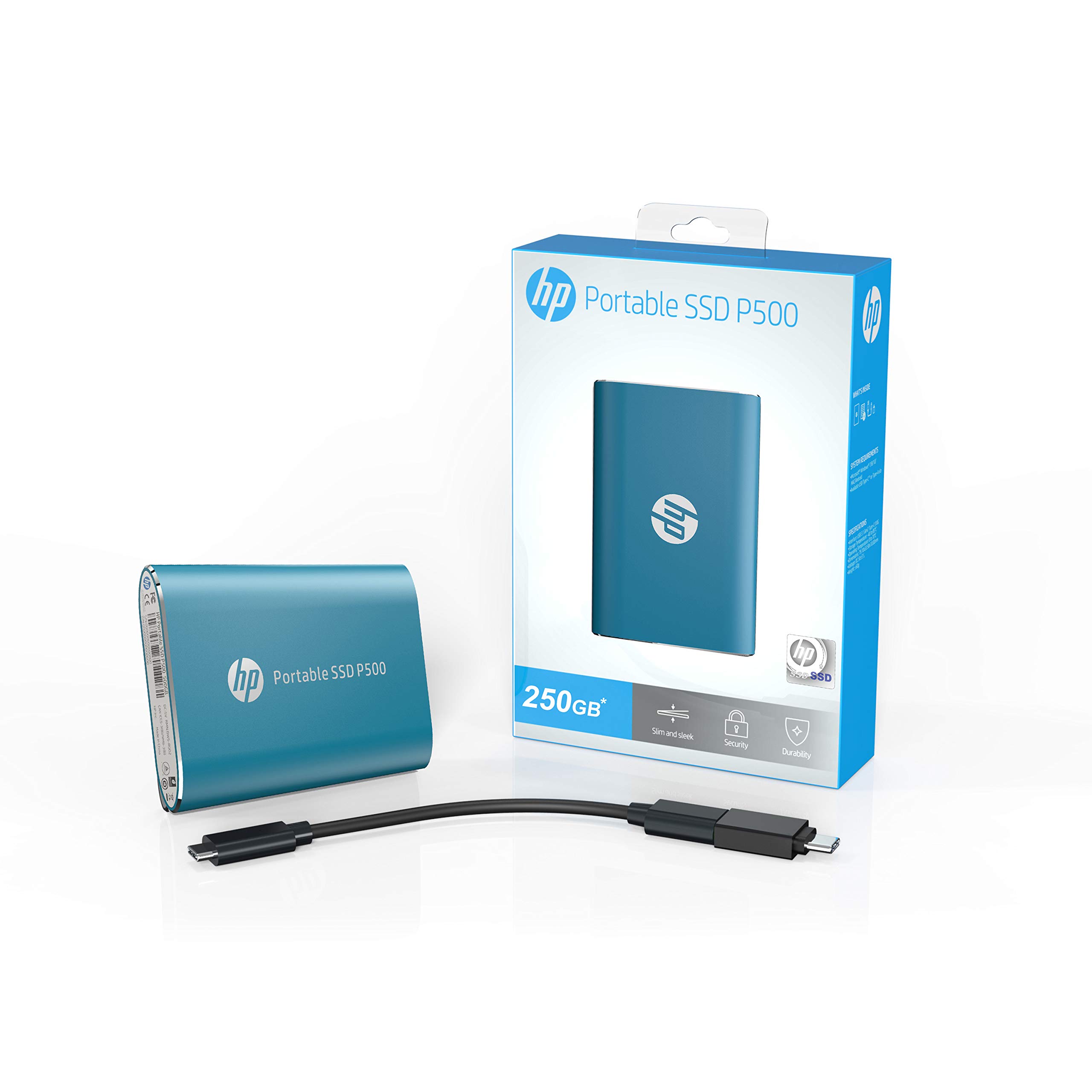 Amazon | HP ポータブル P500 外部 Ssd 250Gb (ブルー)、usb3.1_c | HP