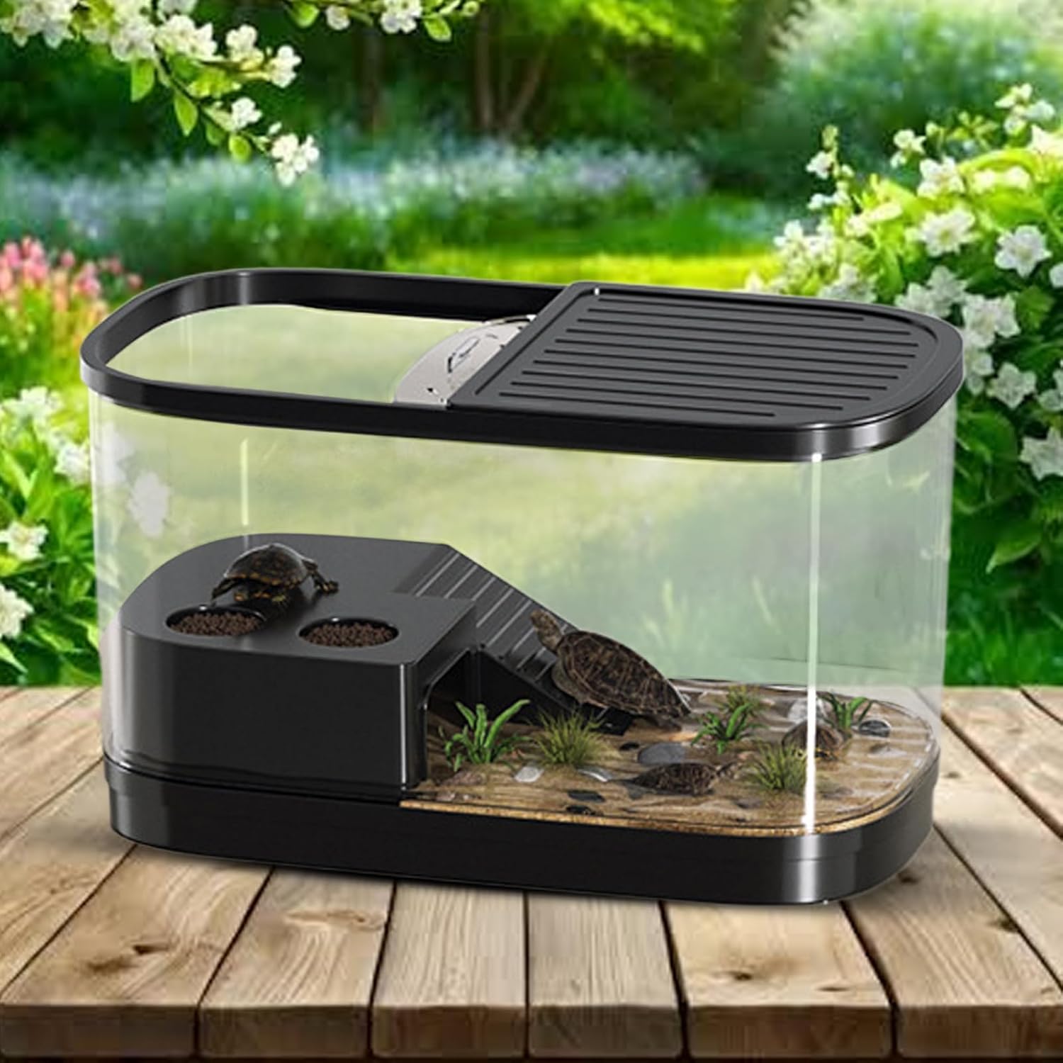 Reptile Enclosure - Habitat Tank Container for Bearded Dragons and Geckos | Transparent Ventilated Terrarium, Secure Lid, Easy Access Design & Stable Base for Tarantulas Tortoises Chameleons Frogs Sma