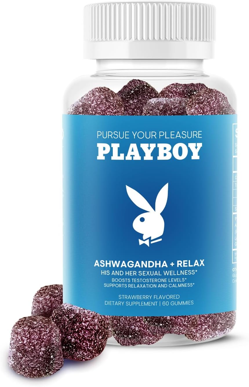 Playboy – Ashwagandha + Relax Gummies (60 Count – Strawberry Flavored) Calmness and Intimacy Wellness for Him and Her – 100% Natural, Vegan Non GMO Ashwagandha Gummies with Lemon Balm & Panax Ginseng Playboy – Ashwagandha + Relax Gummies (60 Count – Strawberry Flavored) Calmness and Intimacy Wellness for Him and Her – 100% Natural, Vegan Non GMO Ashwagandha Gummies with Lemon Balm & Panax Ginseng