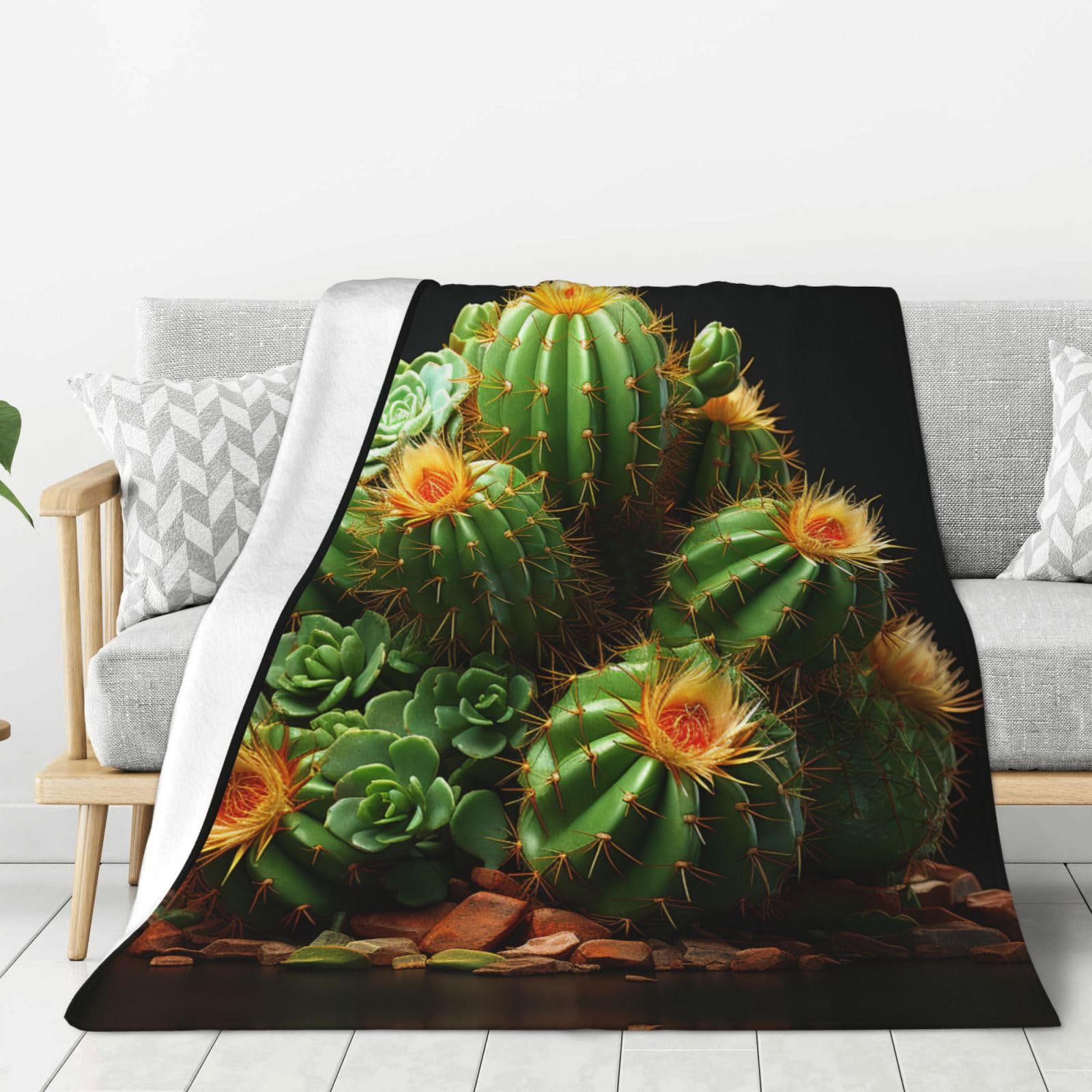 Couverture flanelle douce anti-peluche grand plaid cactus sofa