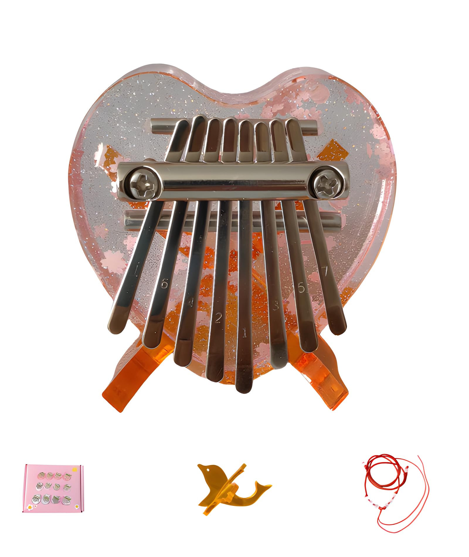 Mini 8-Key Thumb Piano, Portable Musical Instrument for Beginners, Music Lovers & Travelers, Easy to Learn & Play, Perfect for Relaxation & Learning, Hand Piano with Starry Pink Heart Design-image-20