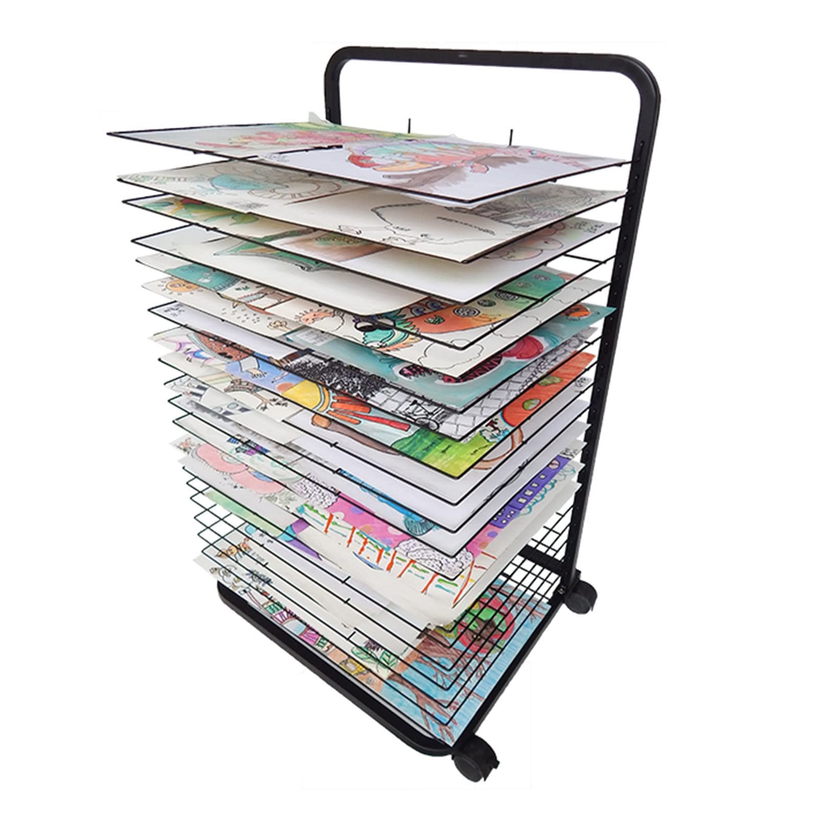 JYHHGDS Movable Painting Drying Rack, Art Drying Rack -Flexible Shelves, Ideal for Schools and Art Clubs, Space Saving Rack, Art Rack-20-layer