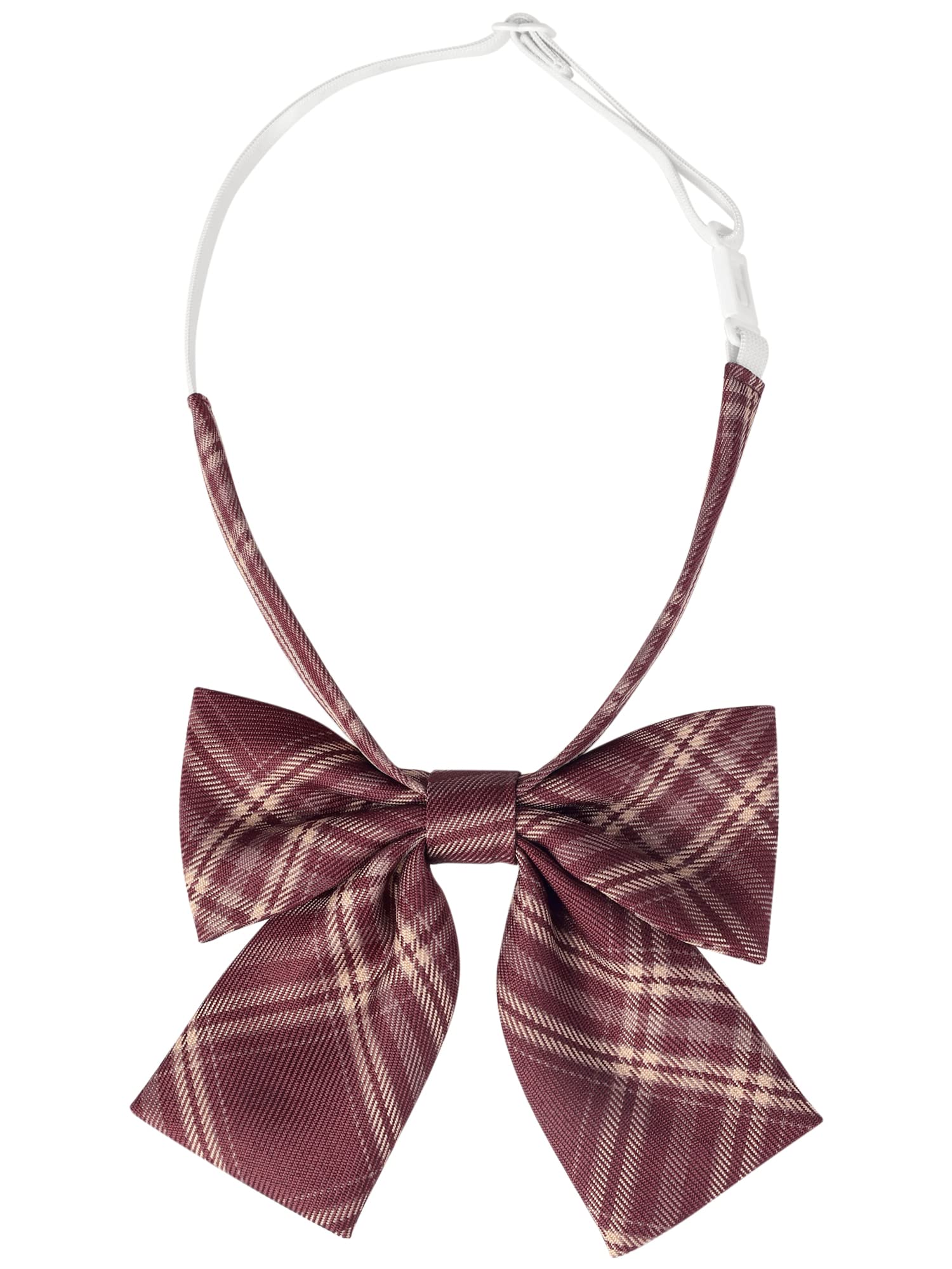 Elerevyo Women's Maroon Pre-Tied Bowties Adjustable Colorful Plaid Tartan Checked Bow Ties For Costume One Size