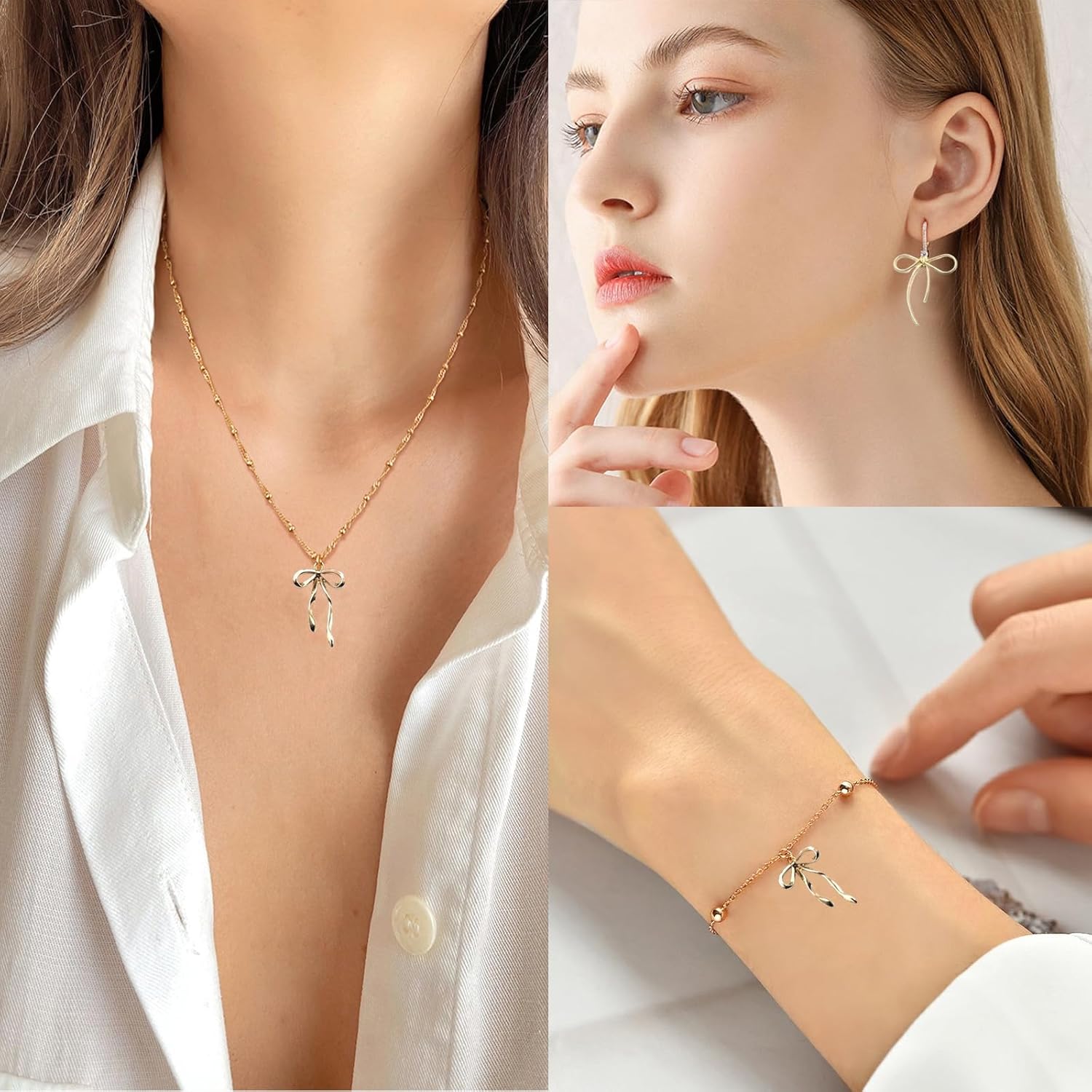 40 Pcs Gold Bow Charms for Jewelry Making, Alloy Bowknot Pendants Beads Metal Bow Earring Charms Bulk for Bracelets Necklace Jewelry Supplies DIY Craft Connector with Box, 2 Styles - Image 7