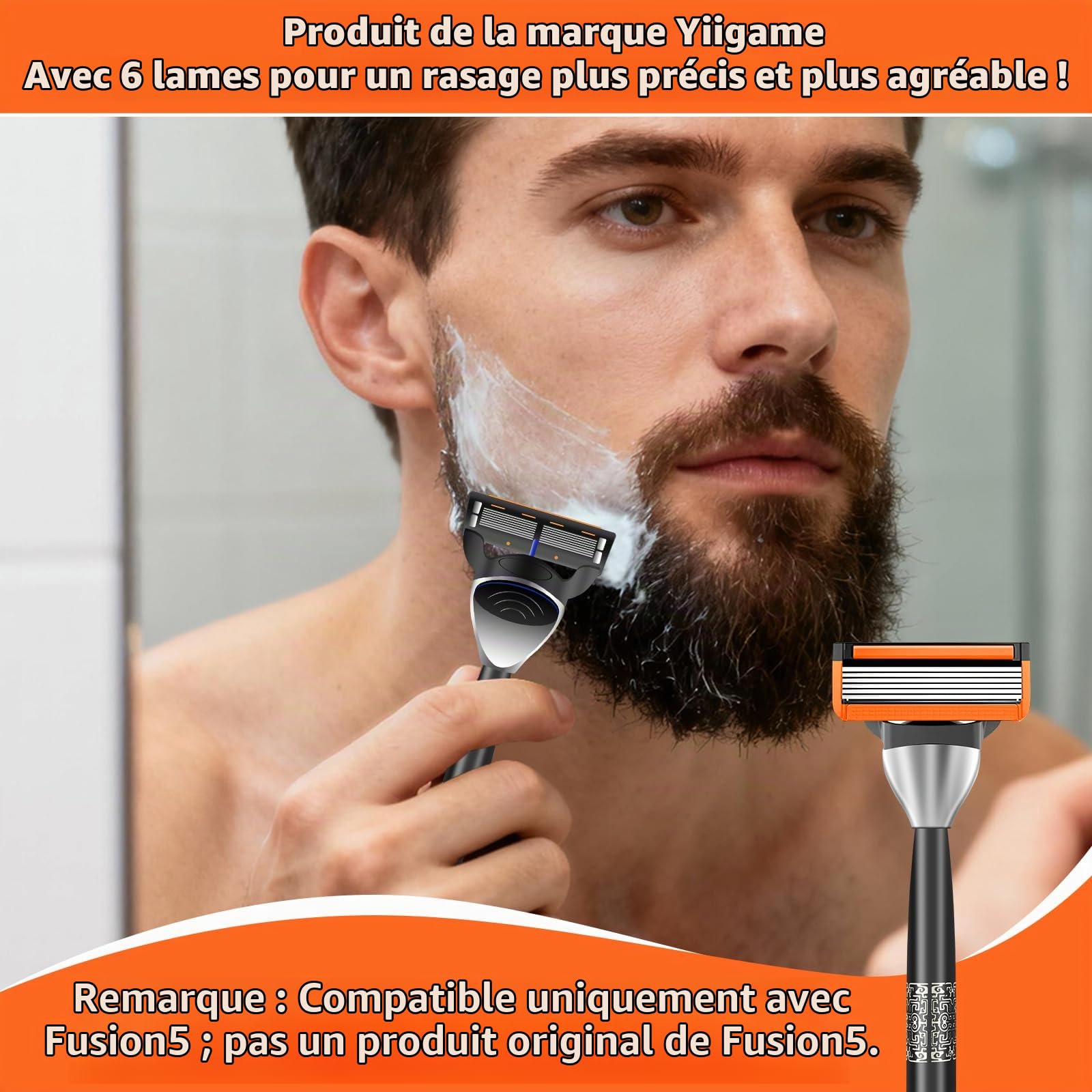 Paquet de 24 Lames de Rasoir 5, Lames de Rasoir Humide pour Hommes, 1 Réutilisable Manche + 24 Cartouches De Recharge, Lames de Rasoir de Sécurité pour Tailler les Poils du Corps et la Barbe