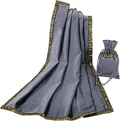 BLESSUME Toalha de mesa de tarô de altar para leitura Wicca quadrada de veludo com bolsa de tarô (cinza 1)