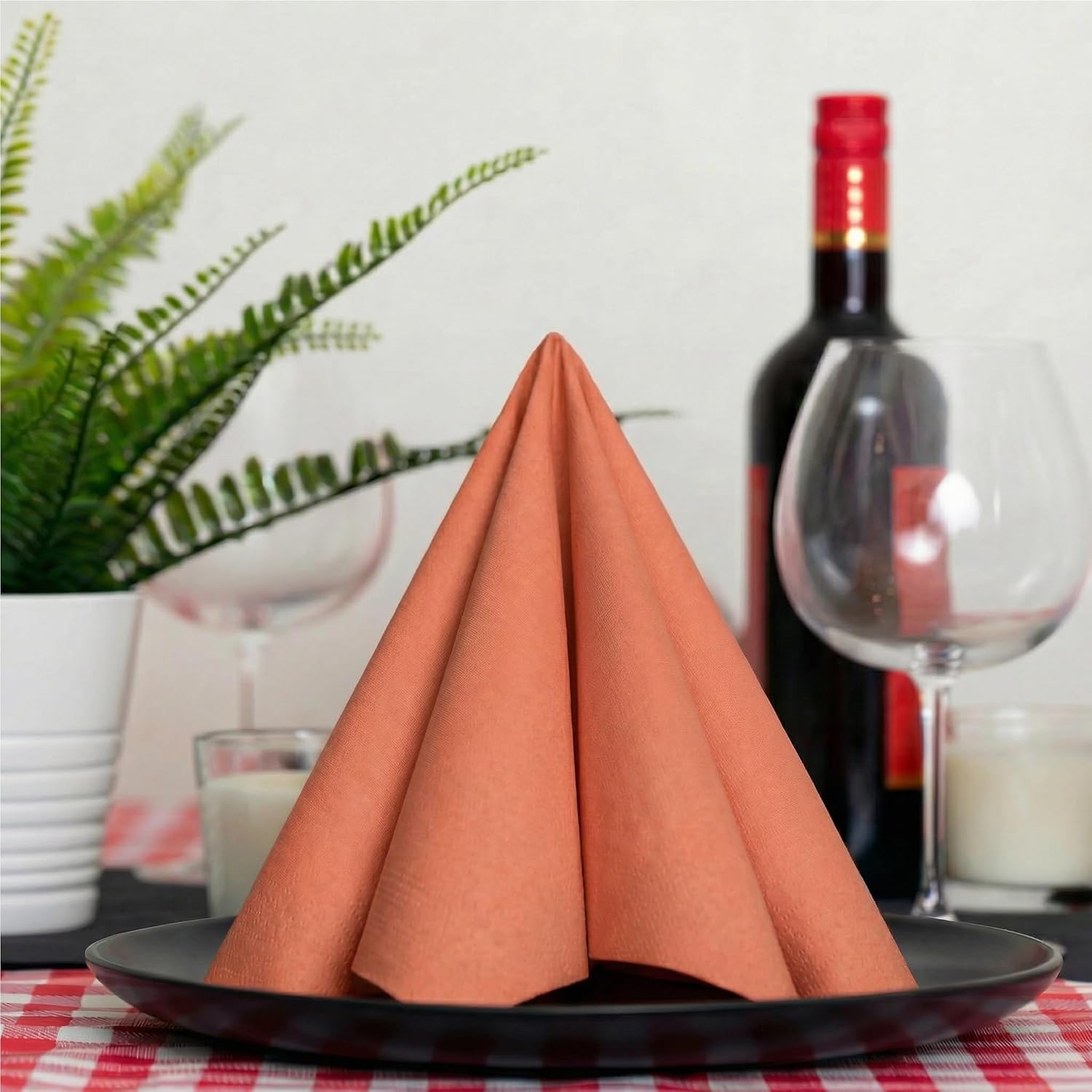 AMERICAN HOMESTEAD Paper Napkins - Terracotta Disposable Linen-Like Dinner Napkins - Restaurant-Quality Table Serviettes for Weddings, Parties, and Events - 15.75" x 15.75" - 50 Count