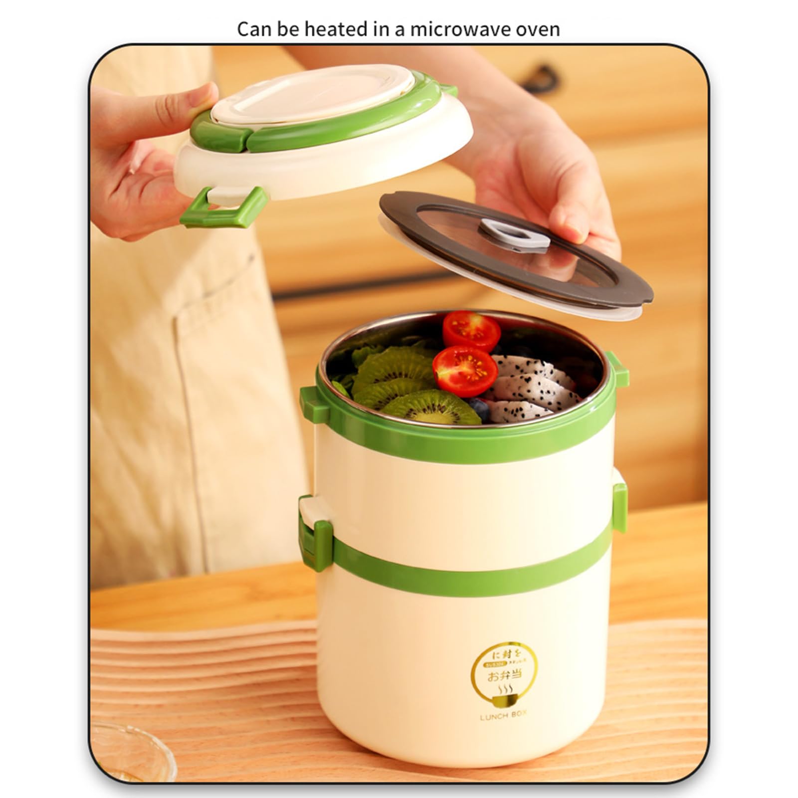 Einzigartige 304 Edelstahl-Lunchbox, auslaufsicher, Silikondichtung, Thermobehälter für Arbeit, Picknick, Mittagessen für die Schule
