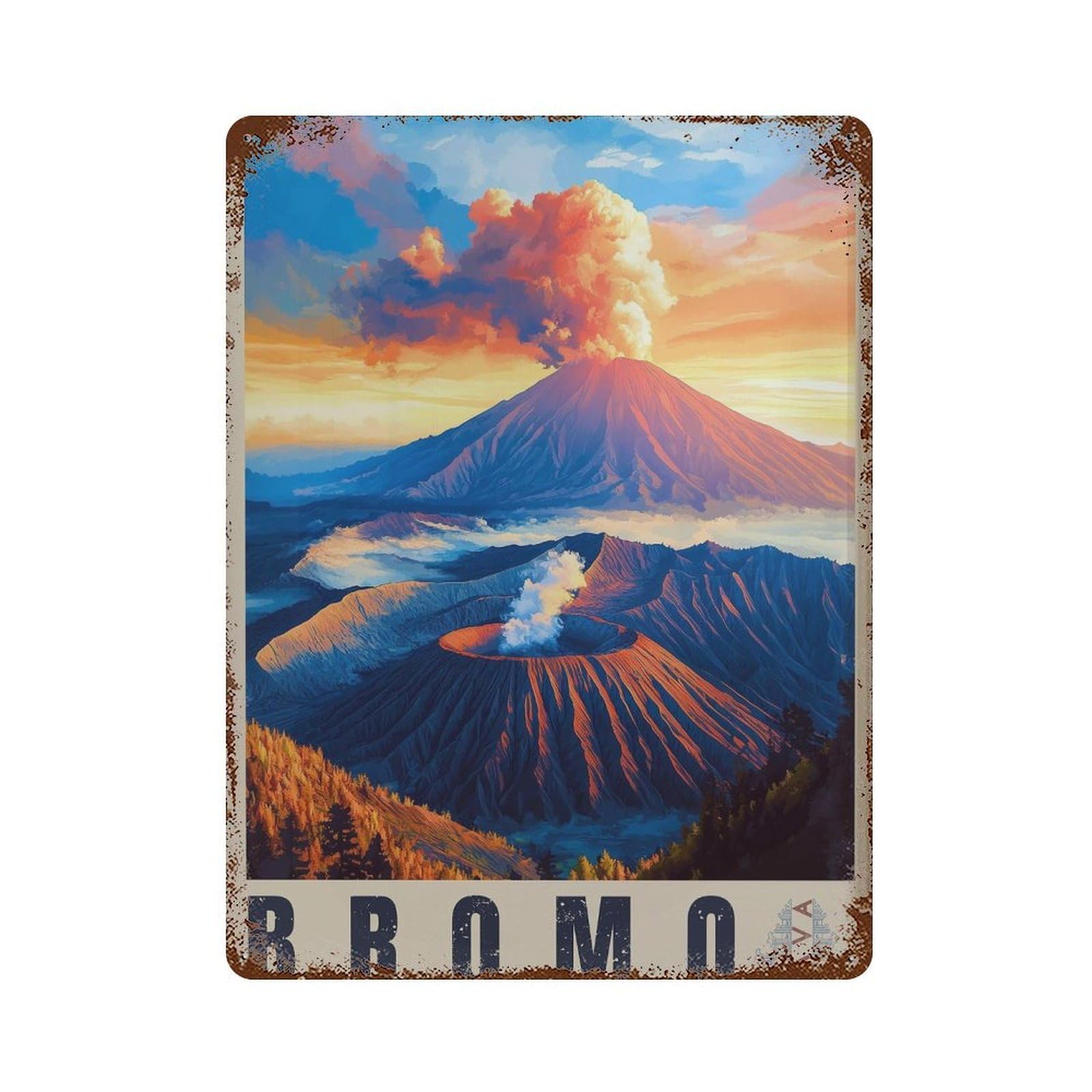 xiaoxiaoshen Mount Bromo Travel Java Volcano Wall Decor Art Metal Tin Poster Modern Home Decor Art Home Bar Shop Decorations Vintage Sign 40x30cm