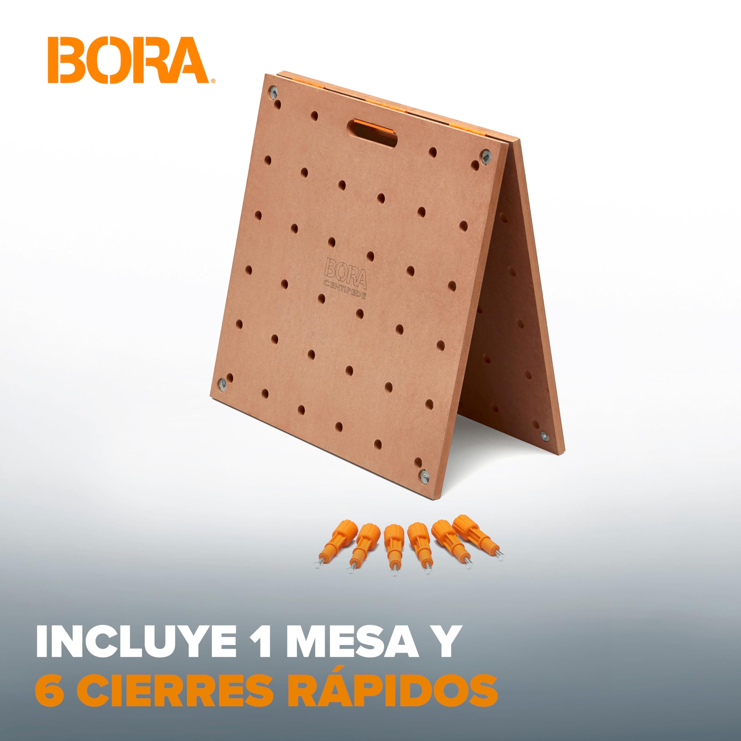 Bora Centipede CK22TM Mesa de Banco de Trabajo 24 x 48 Pulgadas con Parte Superior de Madera y Agujeros de 20 mm