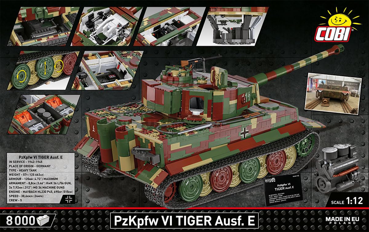 COBI PzKpfw. VI Tiger, 70 cm (Länge) x 30 cm (Breite) x 24 cm (Höhe), Dark Green