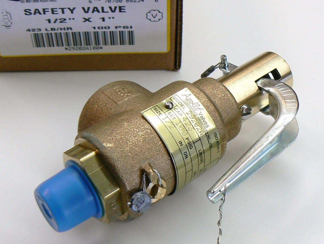 (TOOLS LAND) STEAMER SAFETY VALVE 100 PSI CONBRACO PART STEAM PRESSURE RELEASE VALVE 1/2" NPT (LZ 1.9 FRE)
