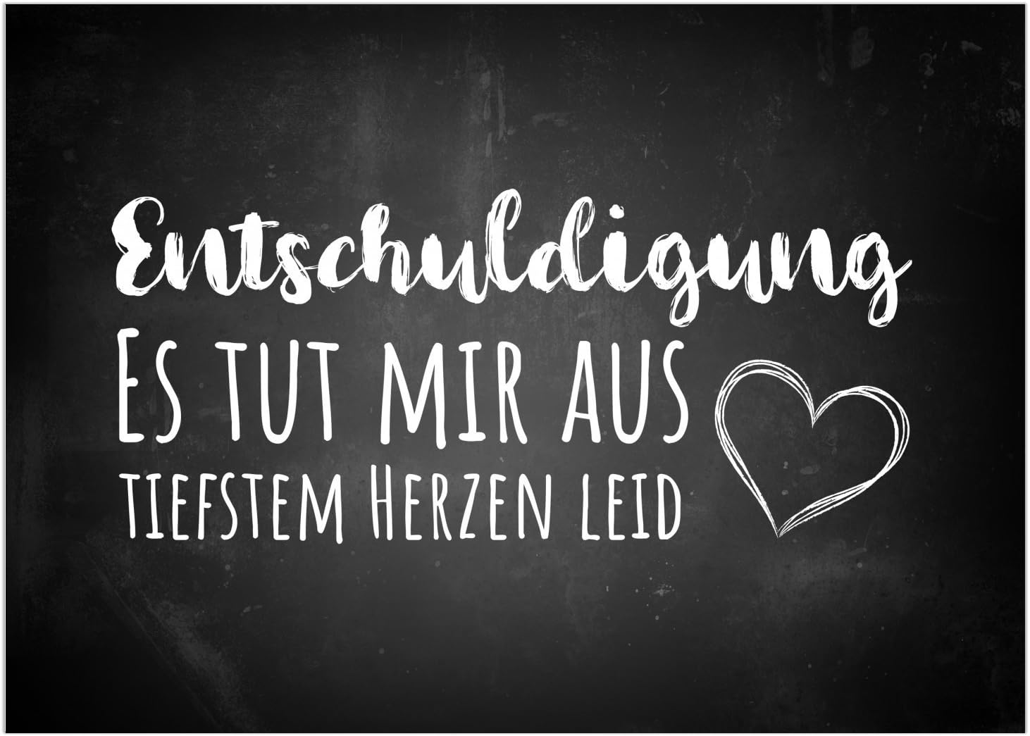 Grosse Din A5 Karte Mit Umschlag Tafel Look Schwarz Mit Herz Sorry Entschuldigung Verzeih Mir Entschuldigen Amazon De Burobedarf Schreibwaren