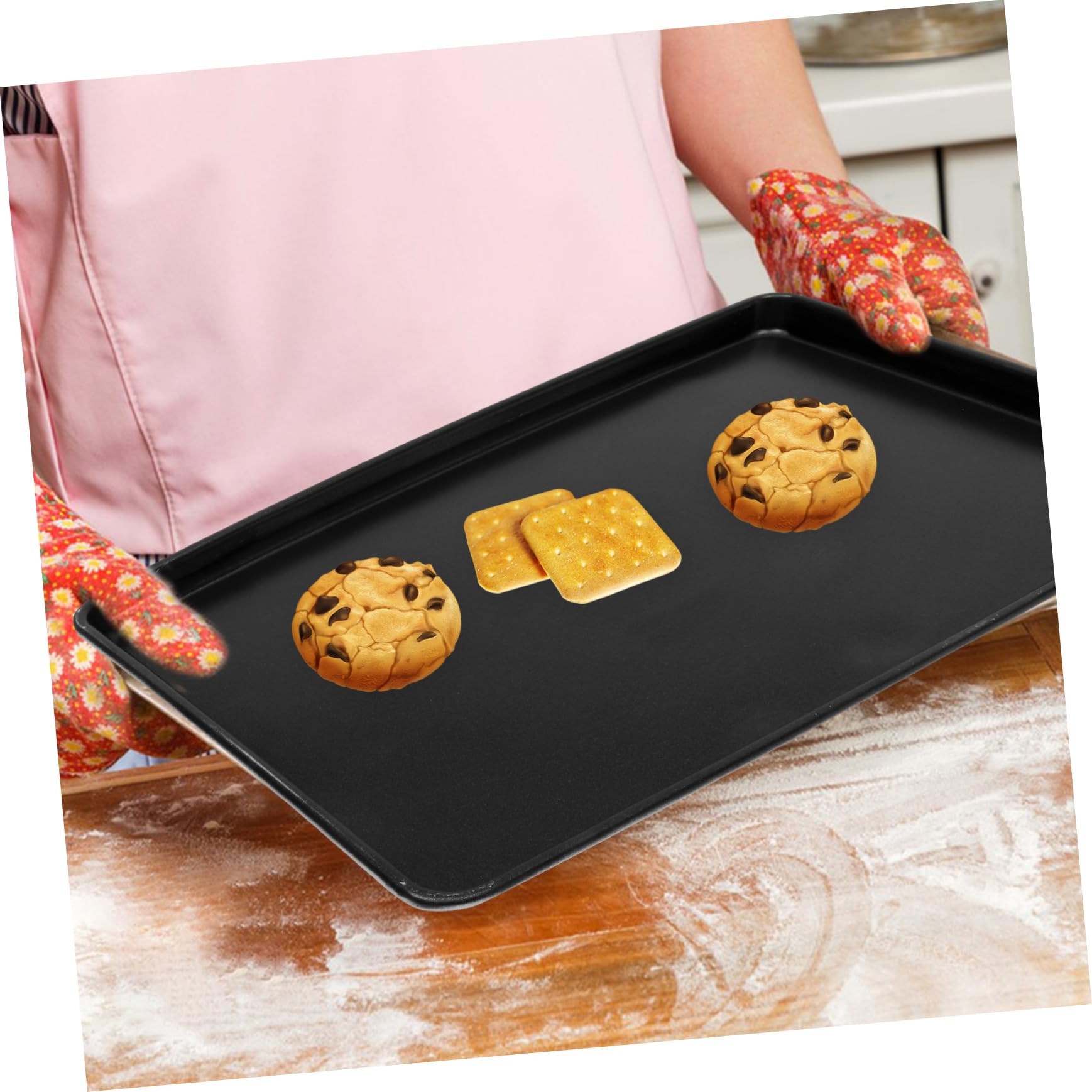 IMIKEYA Backblech in Schwarz aus Aluminiumlegierung Rechteckig Antihaftbeschichtet Leicht zu Reinigen zum Backen von Brot und Keksen