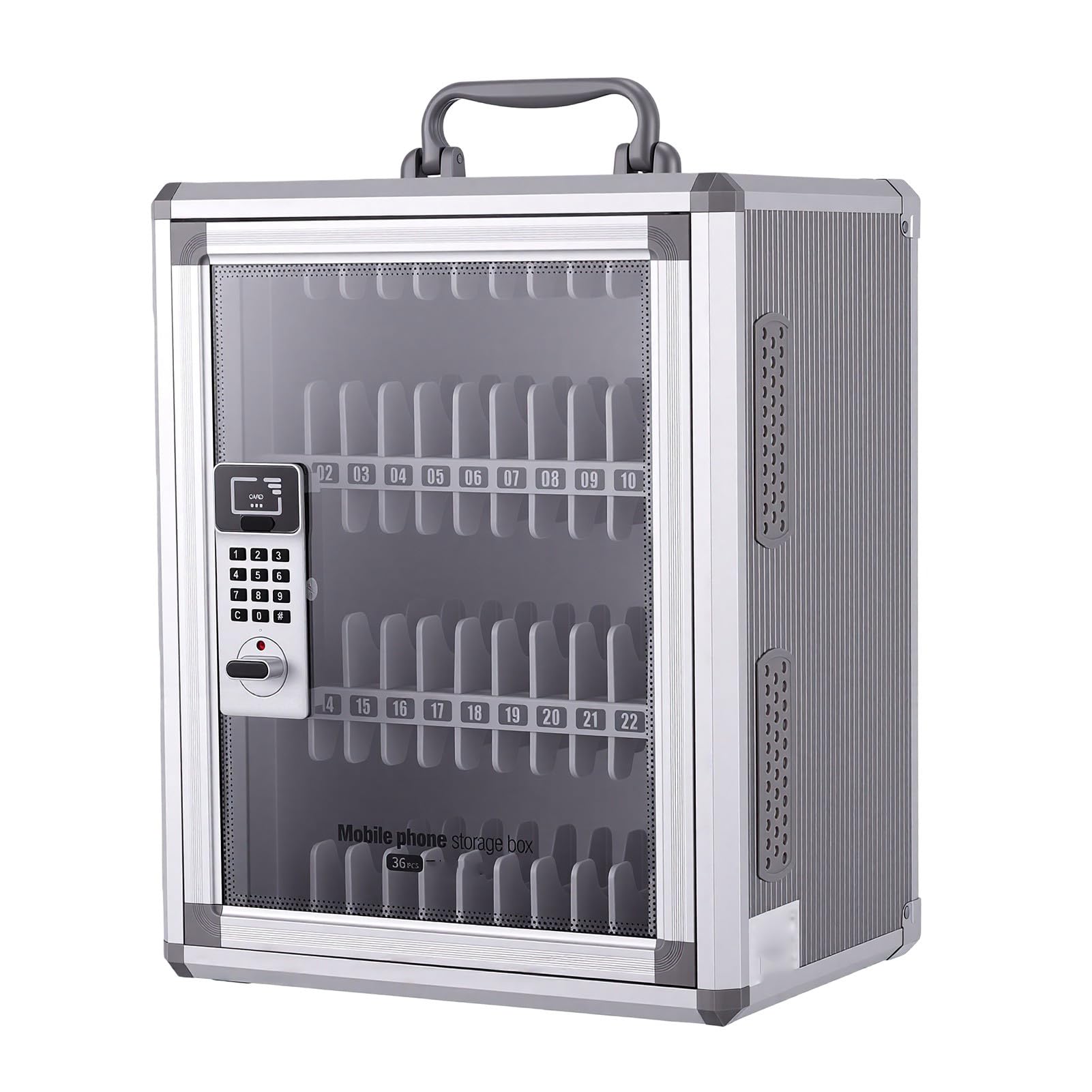 Alomejor Cassetta di Sicurezza per Telefono con 36 Scomparti Archiviazione Elettronica per Uffici Scuole Lega di Alluminio Resistente 285x215x365mm