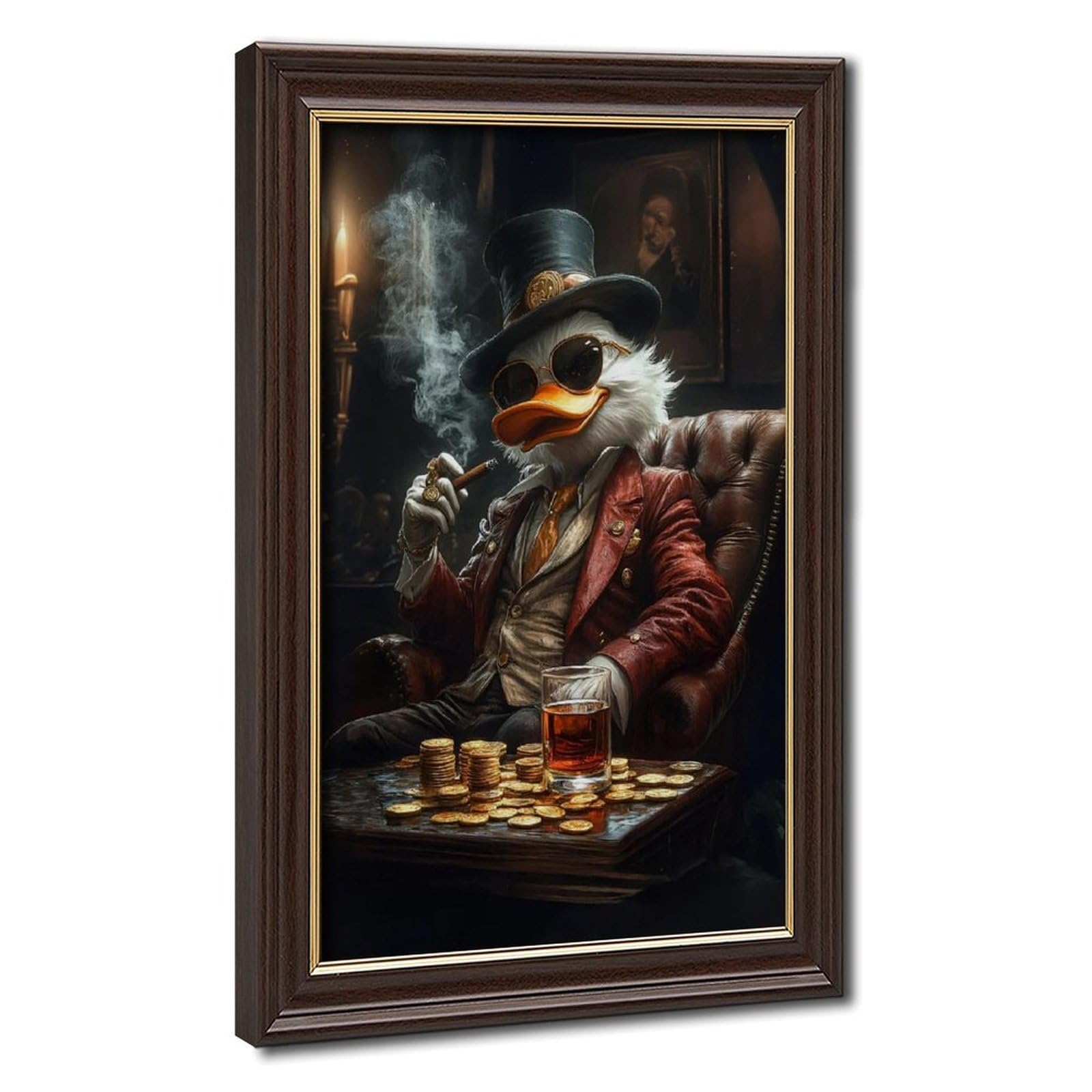 Bareronor Mokume Gane Frame-Style Gentleman Duck Canvas Poster For Office Decor Gift