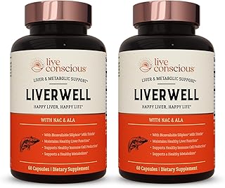 LiverWell Liver Cleanse, Rejuvenation, Metabolic Support - Liver Supplement for Liver Health w/Highly Bioavailable Milk Thistle Extract, N-Acetyl Cysteine, Alpha Lipoic Acid, Zinc, Selenium - 2 Pack