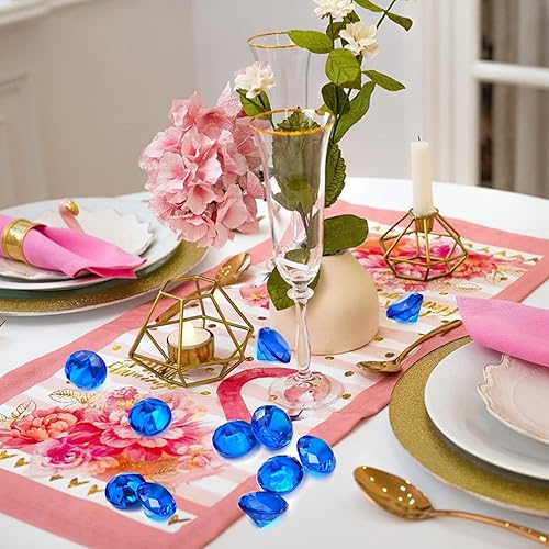 Miniatura 8 de 100 piezas de diamantes acrílicos, diamantes acrílicos azules de 1 pulgada, diamantes falsos grandes, diamantes acrílicos para rellenar jarrones,