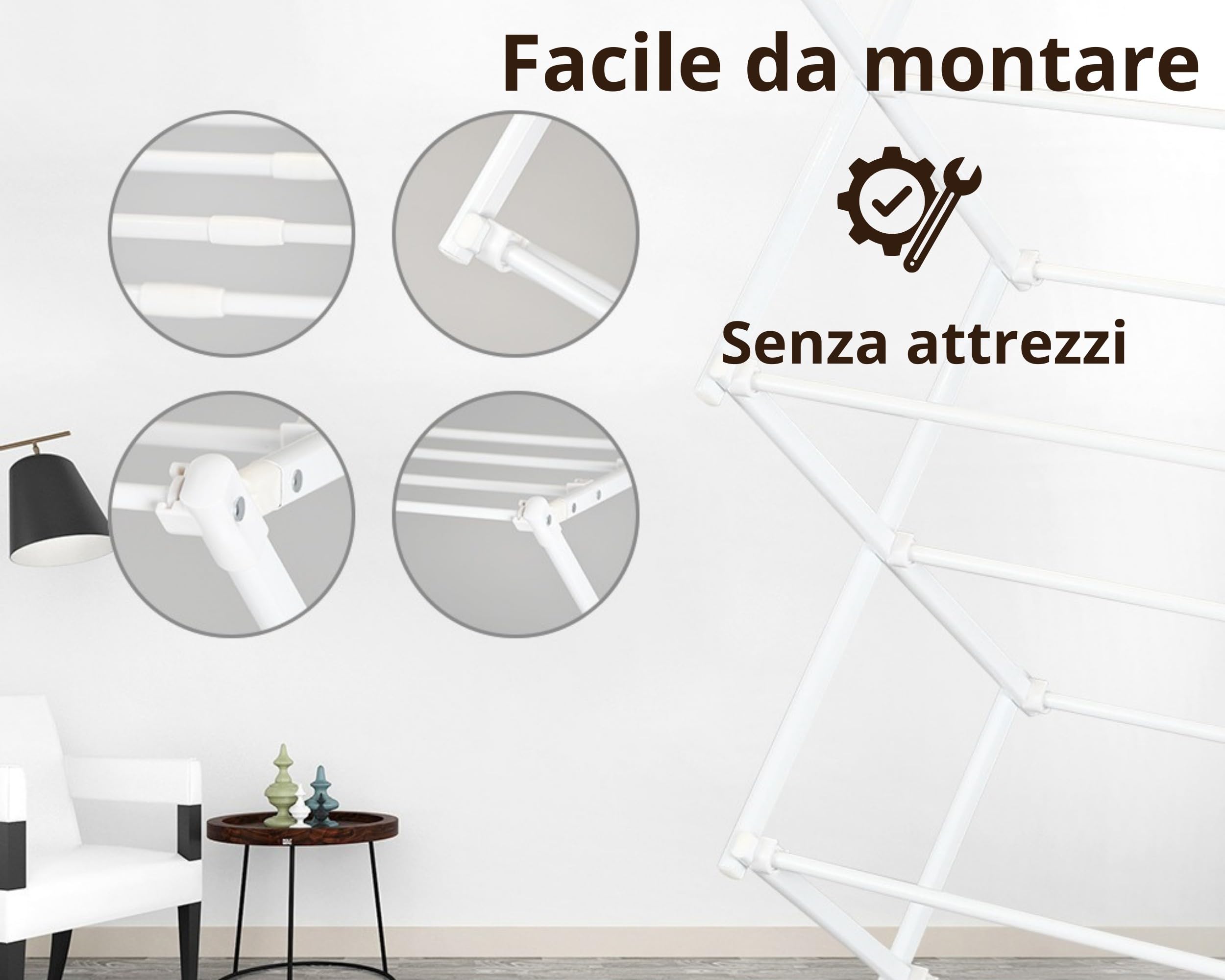 Stendibiancheria Estensibile e Pieghevole 58–102 cm | 2 Bracci Porta Appendiabiti
