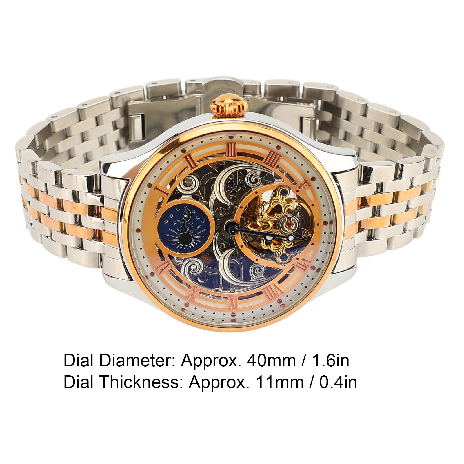 Brrnoo Tourbillon-Mechanische Uhr, Herren-Luxus-Skelett-Automatik-Mechanische-Armbanduhr, Tourbillon, Freiliegendes Uhrwerkszifferblatt, Mondphrase, Wasserdicht