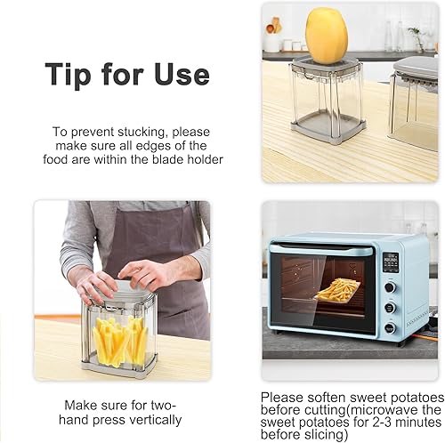 Miniatura 4 de French Fry Cutter 4-in-1, Potato Cutter for Fries, Onion Dicer, Food Chopper & Apple Slicer – Manual Hand Vegetable Cutter with 4 Blades Caja de