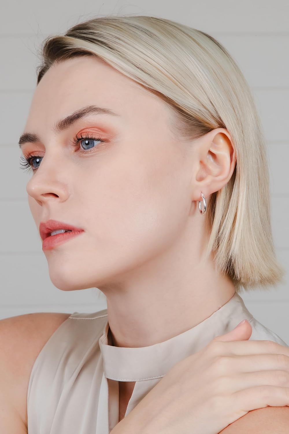 Hoops & Loops 925 Sterling Silver 2mm Oval Click-Top Hoop Earrings for Women, Men 15mm 20mm 25mm 30mm 35mm 40mm, Hypoallergenic Silver, 14k Yellow Gold, Rose Gold Flash Plate, Black - Image 2