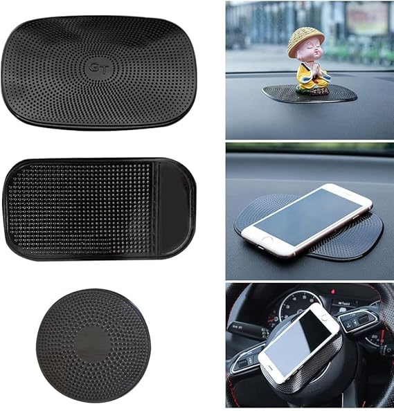 Multifunktion Antirutschmatte Auto 4-in-1 - Handyhalterung Parkkarte Ablage Schwarz Silikon