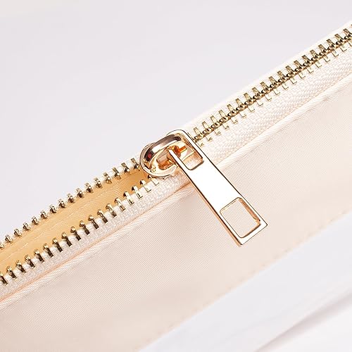 Miniatura 5 de Bolsa de maquillaje con letras de chenilla para viajes con muñeca con cremallera, bolsa de cosméticos transparente para mujeres, bolsa impermeable