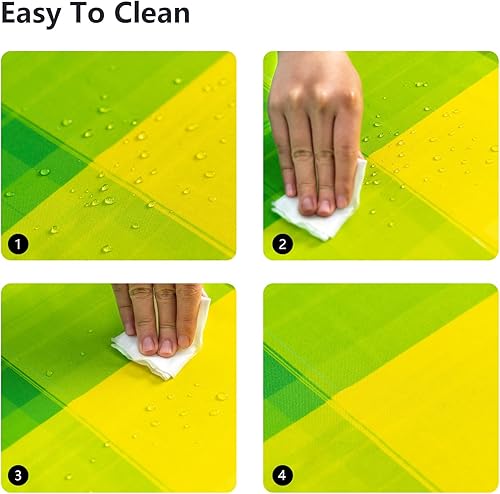 Miniatura 3 de VVA Mantel cuadrado de poliéster, reutilizable, resistente a las manchas, a las arrugas, lavable, de poliéster, diseño a cuadros, colorido estilo