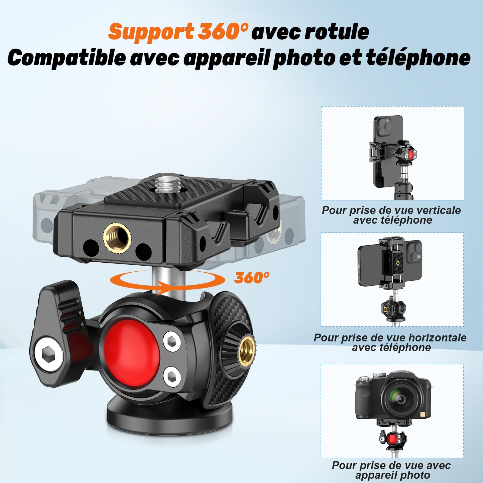 XXZU 210cm Trépied de Lampe avec Rotule, Support d'éclairage Trépied Pliant Réversible pour Studio Photographie Charge 4kg pour Softbox/Réflecteur/Lumière/Flash/Appareil Photo/Téléphone